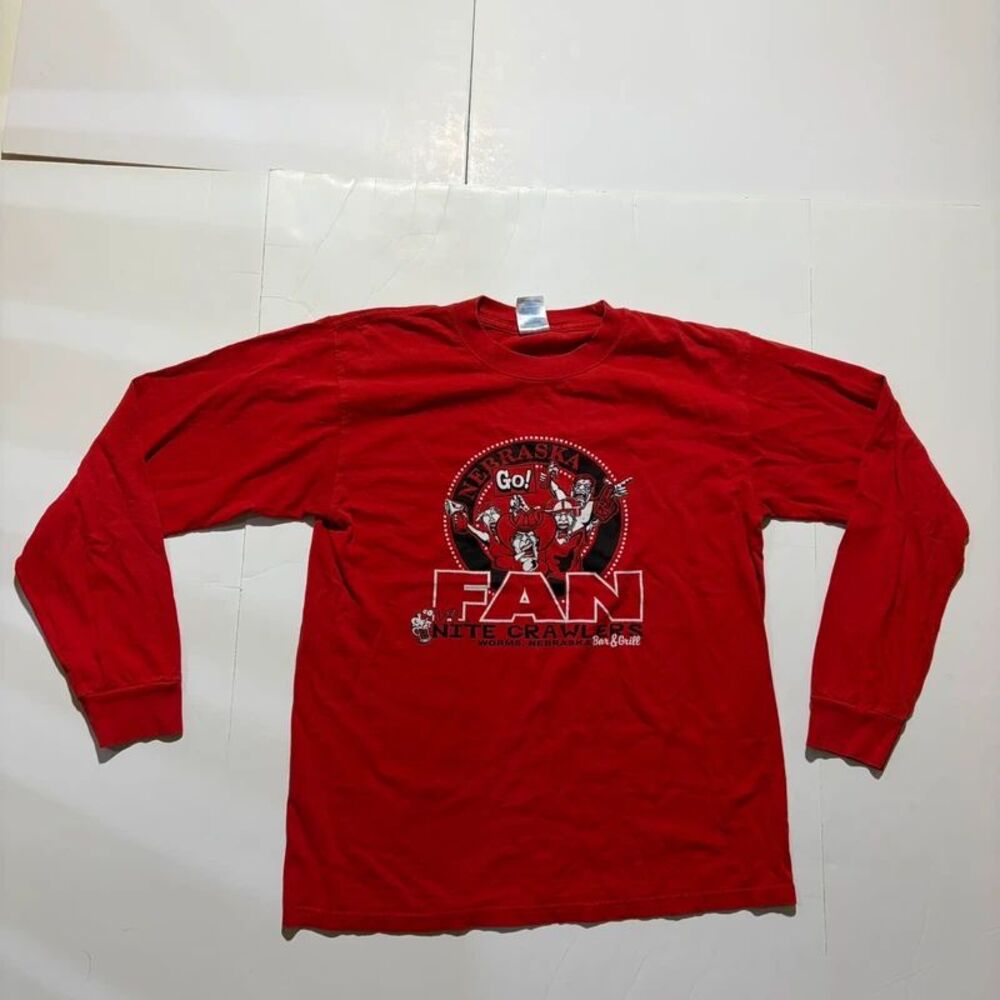 Nebraska fan y2k graphic college football long sleeve tee size M